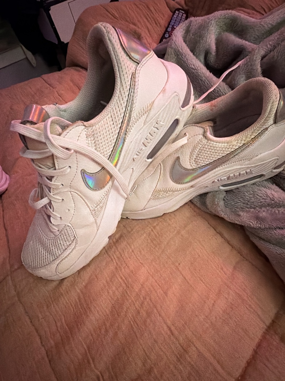 Nike Women’s White Sneakers with Iridescent Swoosh